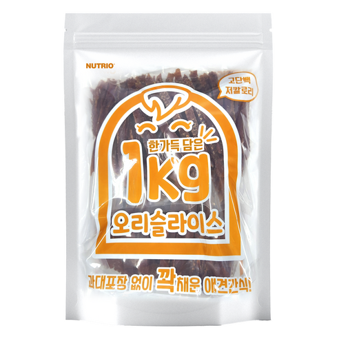 뉴트리오 강아지 한가득담은 대용량 간식, 1개, 1kg, 오리슬라이스
