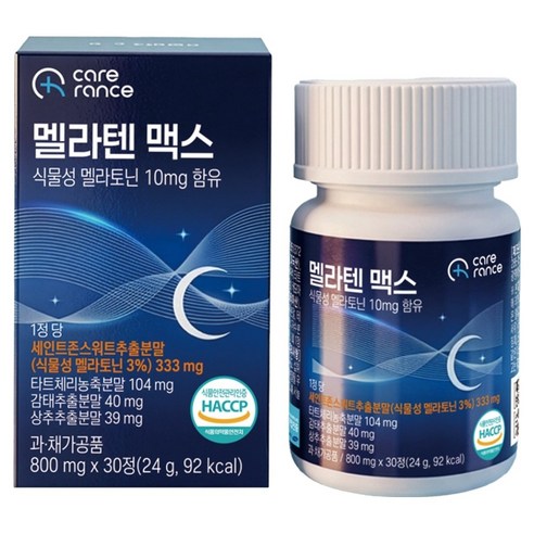 케어란스식물성 멜라토닌 10mg 함유 멜라텐 맥스 24g 30정, 1개 실사용 후기 | 효과 있을까? - 상품 이미지 1