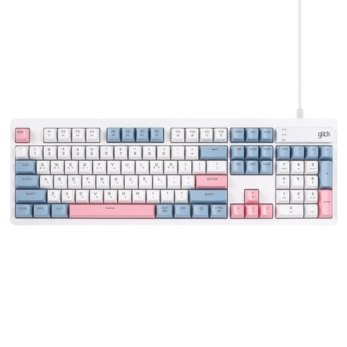 지클릭커 OFFICEPRO 사일런스 M RGB 무소음 유선 방수 키보드 104, 제조사축, OPK50, 스카이핑크