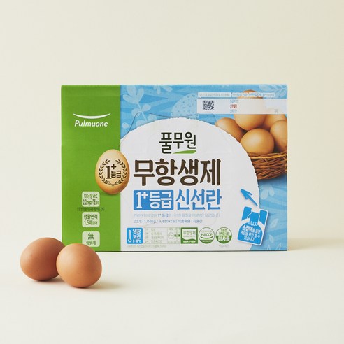 풀무원 무항생제 인증 1+등급 신선란 1.04kg, 1개, 20구