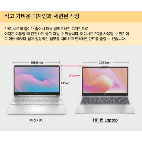 HP 2026 노트북 15 라이젠5 라이젠 7000 시리즈 후기 분석 - 슬림 베젤 상세컷
