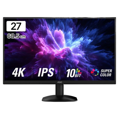 AOC 4K UHD AOC IPS 보더리스 HDR 시력보호 무결점 모니터, 68.58cm, U27B35