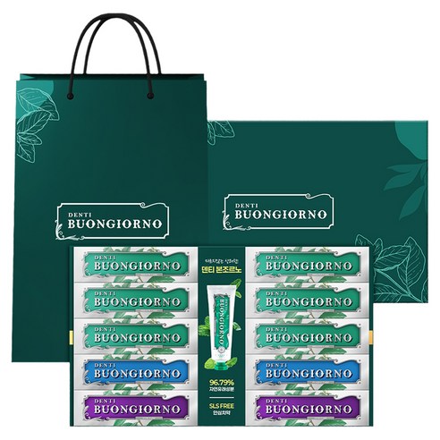 덴티본조르노 치약 구취 100g x 6p + 잇몸 100g x 2p + 치석 100g x 2p 선물세트 + 쇼핑백, 1세트