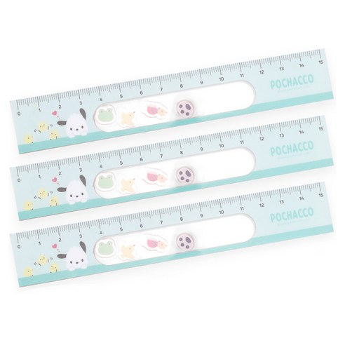 산리오 캐릭터 쉐이커 눈금자 15cm, 포차코, 3개