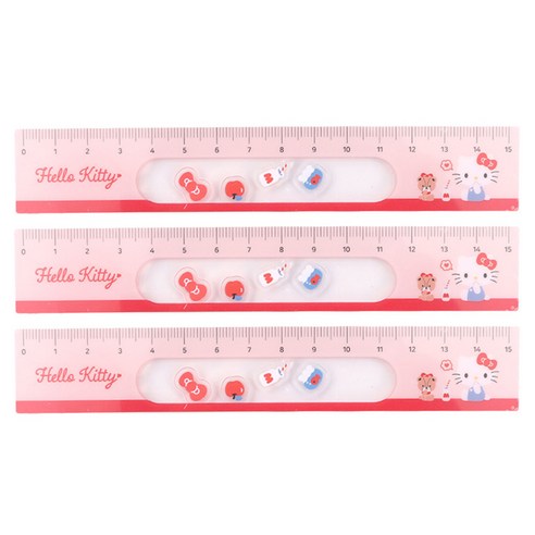 산리오 캐릭터 쉐이커 눈금자 15cm, 헬로키티, 3개