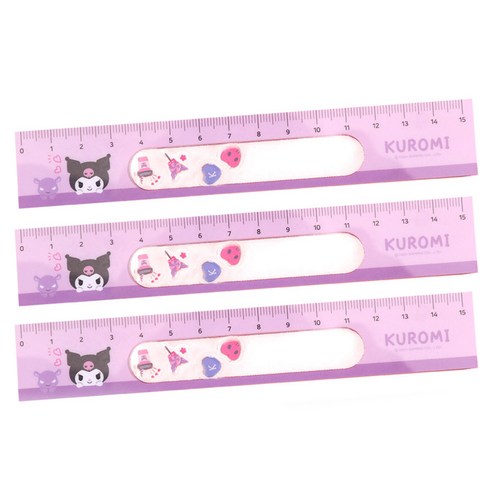 산리오 캐릭터 쉐이커 눈금자 15cm, 쿠로미, 3개