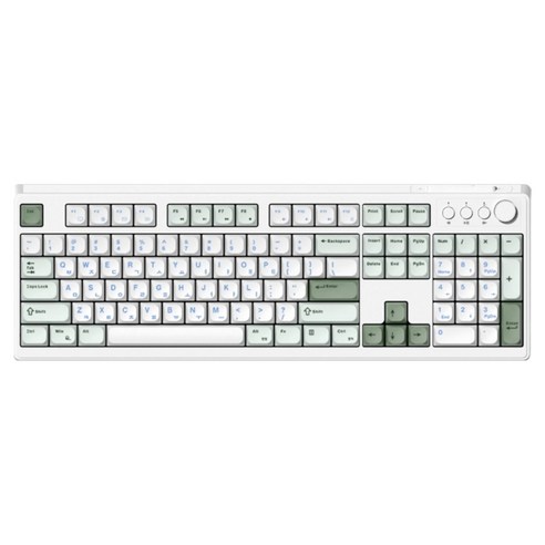 한성컴퓨터 OfficeMaster 멤브레인 저소음 키스킨 볼륨노브 LED 사무용 풀배열 유선 키보드, GK101, 말차라떼, 제조사축