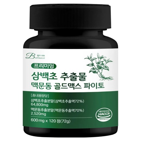 밸런스궁합 삼백초 추출물 맥문동 골드맥스 파이토 72g, 120정, 1개