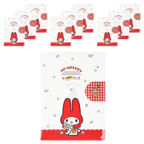 마이멜로디 레트로 덮개 문서보관 L홀더파일, white, 10개