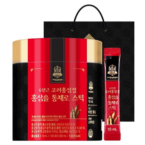 고려홍삼중앙회 6년근 고려홍삼정 홍삼을 통채로 스틱 +쇼핑백 10ml, ... 맛있게 먹은 솔직 후기 - 상품 이미지 1