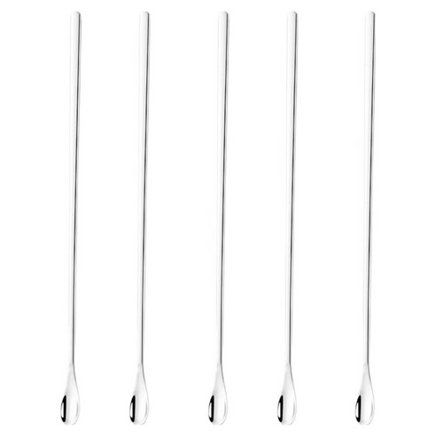 Yol 스테인레스 304 롱 머들러 티스푼 22cm, 실버, 5개