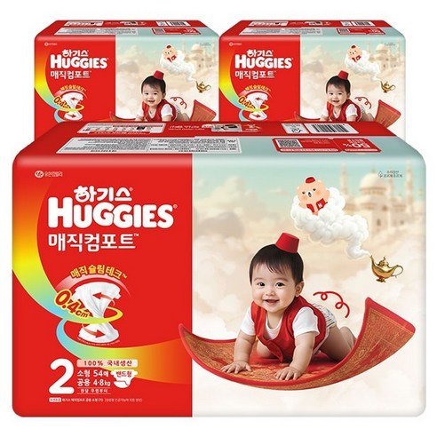 하기스 2026 매직컴포트 밴드형 기저귀 남여공용, 162매, 2단계