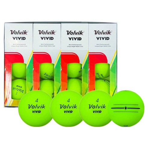 볼빅 시그니처 무광 VIVID Focus Line 골프공 3피스 18.5 x 14.5 x 4.5 cm, 그린, 4개, 3개입