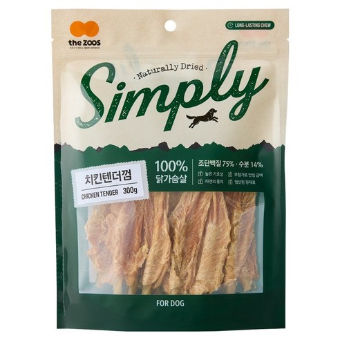 더주스 강아지 심플리 무첨가 텐더껌, 300g, 1개, 치킨