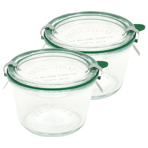 인블룸 아르떼 테이퍼드 유리용기 딥그린, 2개, 370ml