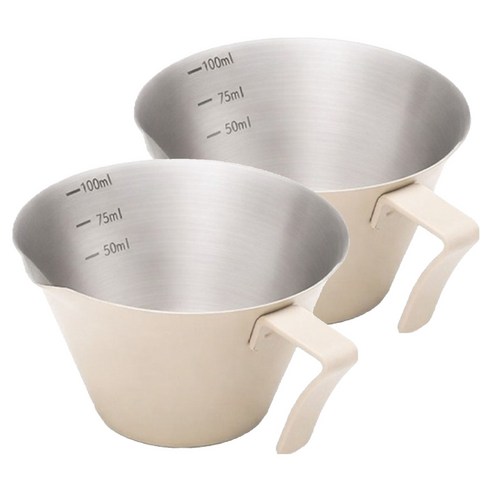 LANO 304 스텐 에스프레소 샷잔 100ml, 크림, 2개