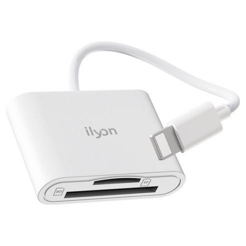 일리온 8핀 OTG 2in1 멀티 카드리더기 TF Micro SD카드 케이블, 화이트, 1개