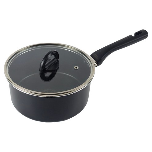 오스벨 인덕션 마인츠 편수냄비 20cm + 평면유리뚜껑 세트, 블랙, 1세트