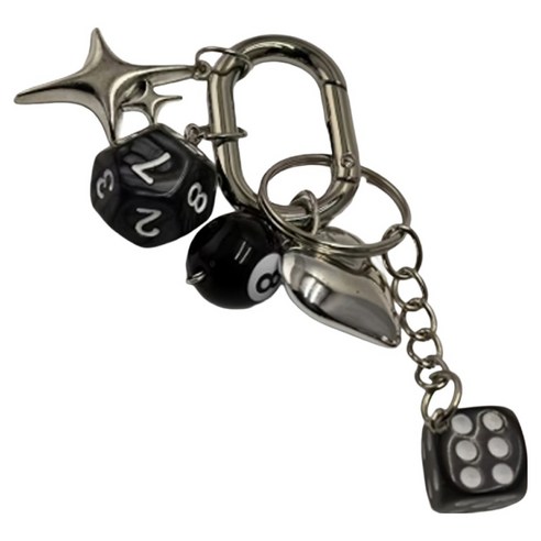 다다랜드 y2k 럭키 다이스 메탈 참 키링, 블랙, 1개, 9.5cm