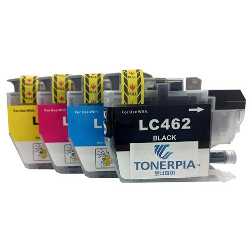 토너피아 4종 세트 LC462 MFC-J2340DW J2740DW J3540DW J3940DW 브라더 호환잉크, 검정, 파랑, 빨강, 노랑, 1세트
