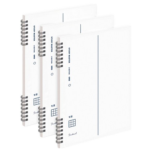 뮤니드 좌철 2분할 5mm 그리드 노트 3p 세트, white, 1세트
