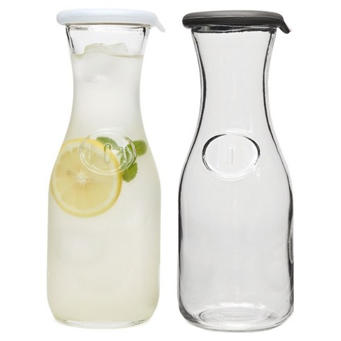 헥사 실리콘 카라페 유리물병 500ml x 2종 세트, 반투명 + 차콜, 1세트