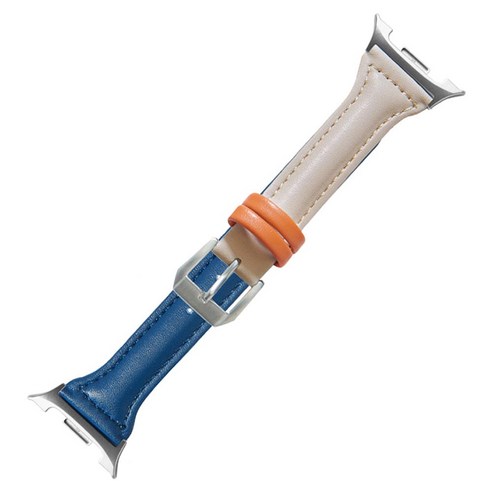 젤리타이거 스마트워치 슬림 가죽 밴드 스트랩 40 / 44 / 46mm, 크림네이비, 1개