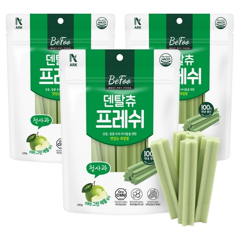 베푸 강아지 덴탈츄 프레쉬 껌, 3개, 180g, 청사과맛