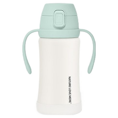 네이쳐러브메레 애니멀 프렌즈 원터치 스테인리스 빨대컵, 후레쉬민트, 1개, 300ml