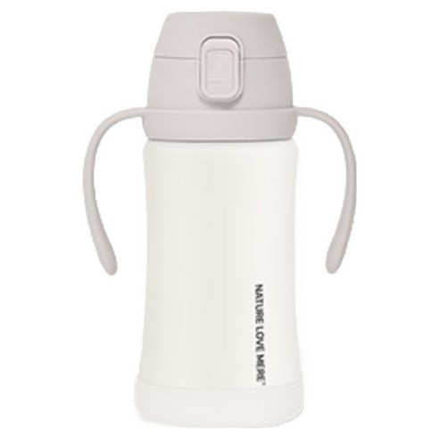 네이쳐러브메레 애니멀 프렌즈 원터치 스테인리스 빨대컵, 밀크그레이, 1개, 300ml