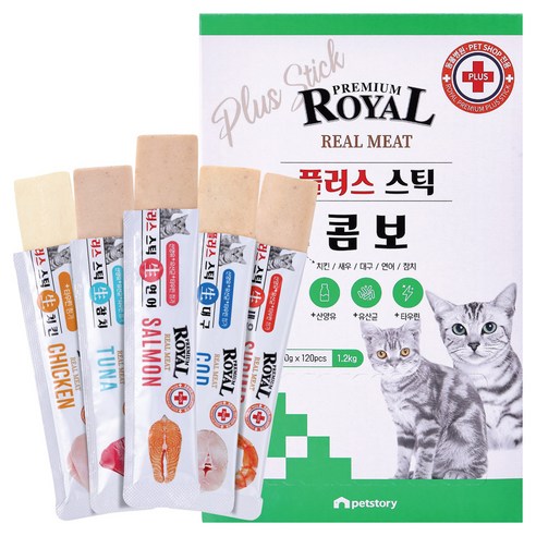 로얄 프리미엄 고양이 플러스 스틱 간식 120p, 콤보, 1.2kg, 1개