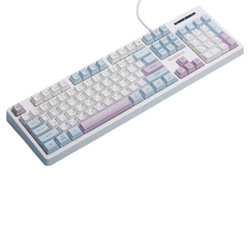 지오맥스 LED 커스텀 104 저소음 유선 키보드, 화이트 + 블루, GM-YK2100, 제조사축