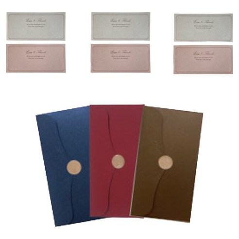 르미에 고급 감사 답례 용돈봉투 6p + 메모속지 2종 x 3p + 스티커 6p 세트, 블루, 블루, 레드, 레드, 브론즈브라운, 브론즈브라운(용돈봉투), 화이트, 핑크(메모속지), 1세트