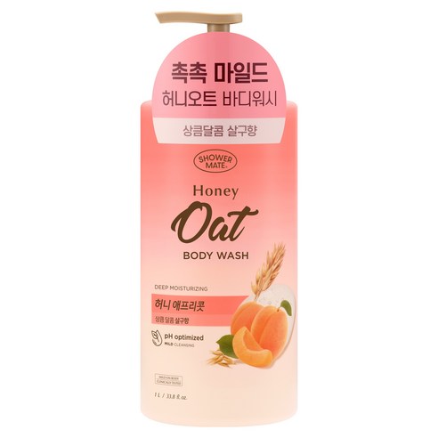 샤워메이트 허니오트 마일드 바디워시 허니 애프리콧향, 1개, 1L