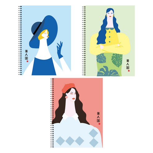 다다 미인도 엠보싱 대용량 75매 무선 연습장, 랜덤발송, 3개