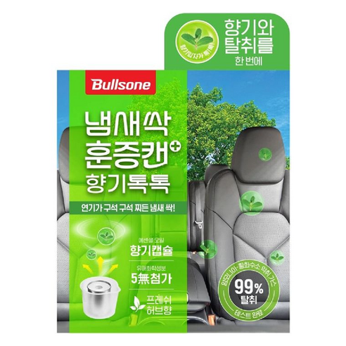 불스원 냄새싹 훈증캔 플러스 향기톡톡 차량용 탈취제 프레쉬허브향, 40ml, 1개