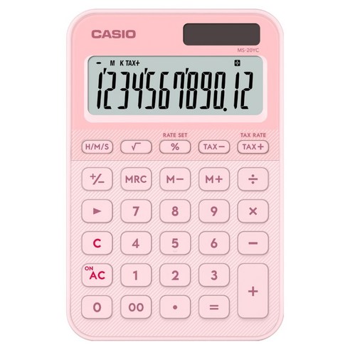 카시오 컬러 전자계산기 MS-20YC, 1개, 라이트 핑크
