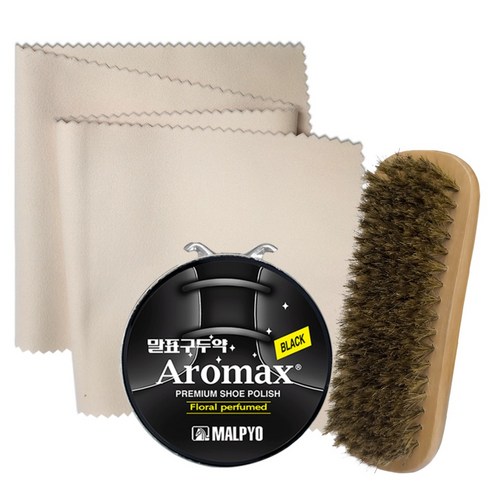 꼬비 말표 고체 캔구두약 40g + 돈모 구두솔 70g + 극세사 구두천 13g 세트