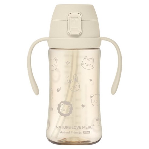 네이쳐러브메레 애니멀프렌즈 PPSU 원터치 빨대컵, 300ml, 1개, 크림베이지