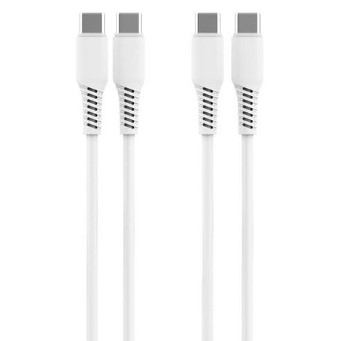 울트라부스트 C타입-C타입 케이블 60W 충전기 출력단자, 화이트, 2개, 1.5m