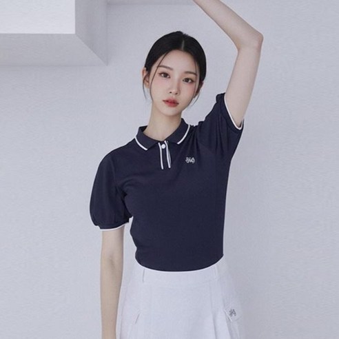 HALEY 여성용 요꼬 카라 라인 반팔 티셔츠 HUCKT1128