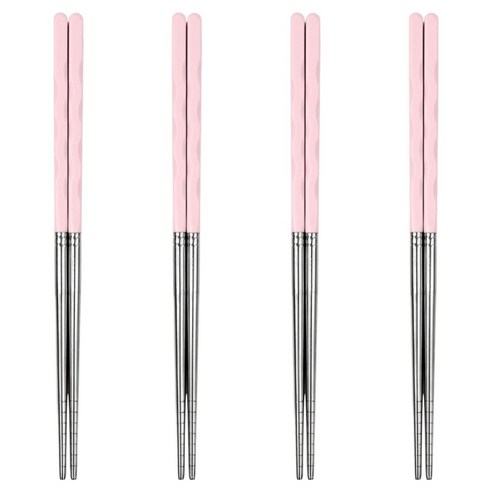 키친유 파스텔 컬러 스텐 진공젓가락 23cm, 4개, 단품, 핑크