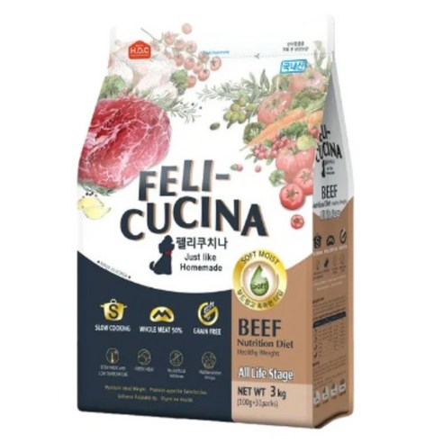 펠리쿠치나 전연령 강아지 소프트사료, 소, 3kg, 1개