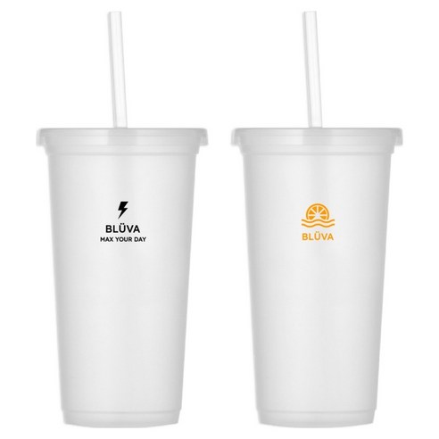 블루바 리유저블 빨대 콜드컵 700ml x 2종 세트, 워터 플래시, 트로피컬, 1세트