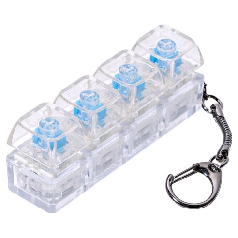 구스페리 LED 파스텔 키보드 키캡 키링 4구, 투명화이트, 1개