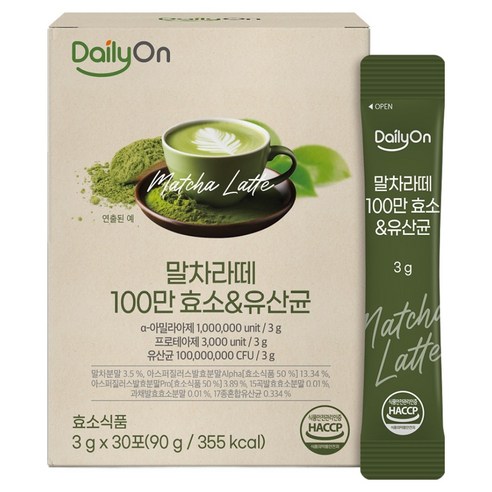 데일리온 말차라떼 100만 효소 유산균 30p, 30정, 기타, 1개