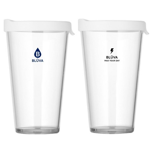 블루바 트라이탄 투명 리유저블 텀블러 500ml x 2종 + 컵 2p 세트, 드롭 퓨어, 워터 플래시, 1세트