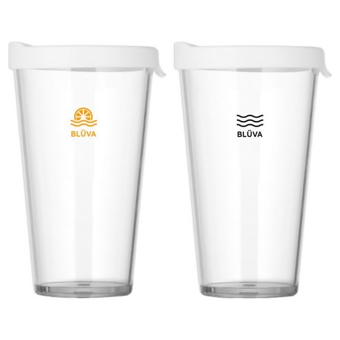 블루바 트라이탄 투명 리유저블 텀블러 500ml x 2종 + 컵 2p 세트, 트로피컬, 블루 웨이브, 1세트