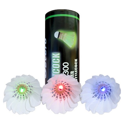 세베로 LED 야광 깃털 셔틀콕 SFL300, 혼합색상, 1개, 3개입
