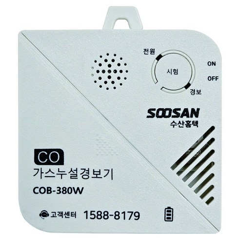수산홈텍 일산화탄소 경보기 COB-380W, 화이트, 1개
